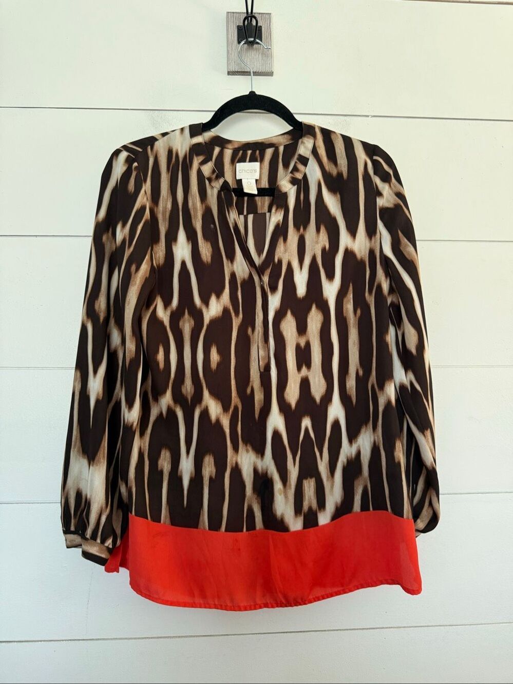 Chico’s Women’s 0 Leopard Red Animal Print Blouse Top